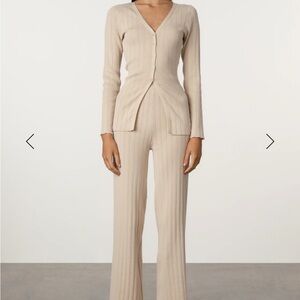 Zulu & Zephyr Cream Ribbed Knit Pantsuit
